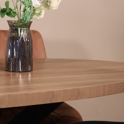 Eettafel Tommy ovaal 160cm lichtbruin melamine