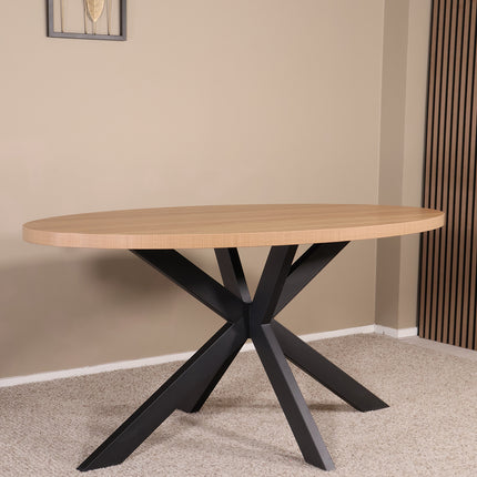 Eettafel Tommy ovaal 160cm lichtbruin melamine