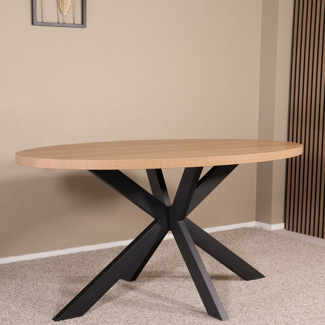 Eettafel Tommy ovaal 160cm lichtbruin melamine