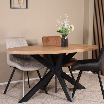 Eettafel Tommy ovaal 160cm lichtbruin melamine