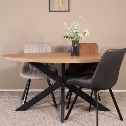Eettafel Tommy ovaal 160cm lichtbruin melamine