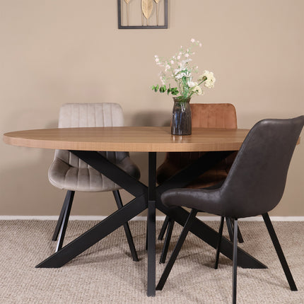 Eettafel Tommy ovaal 160cm lichtbruin melamine