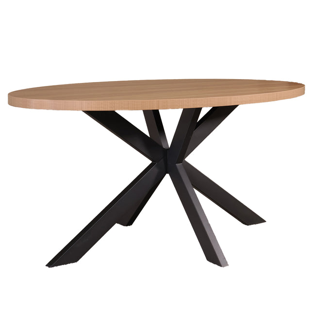Eettafel Tommy ovaal 160cm lichtbruin melamine