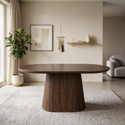 Eettafel Japandi ovaal Troy 160cm walnoot MDF