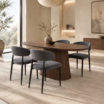 Eettafel Japandi ovaal Troy 160cm walnoot MDF