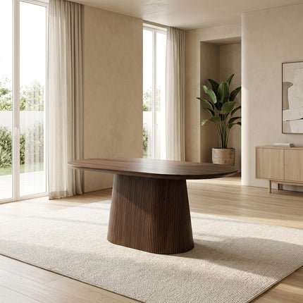 Eettafel Japandi ovaal Troy 160cm walnoot MDF
