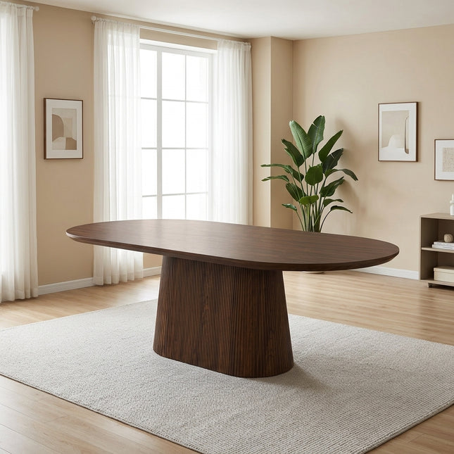 Eettafel Japandi ovaal Troy 210cm walnoot MDF