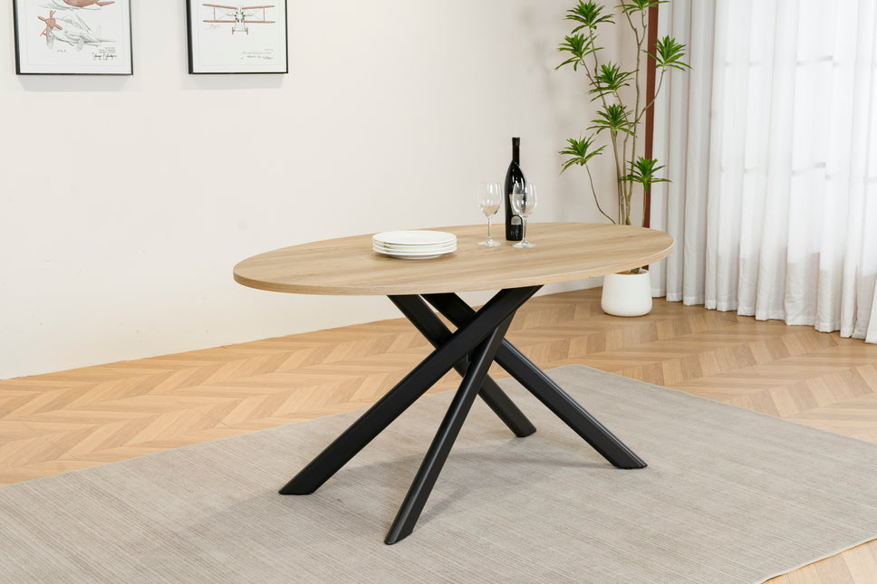 Eettafel Twist ovaal 160cm lichtbruin MDF