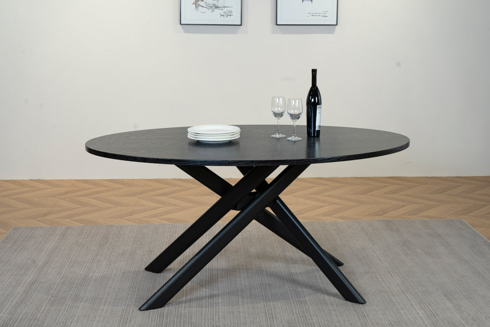 Eettafel Twist ovaal 160cm zwart MDF