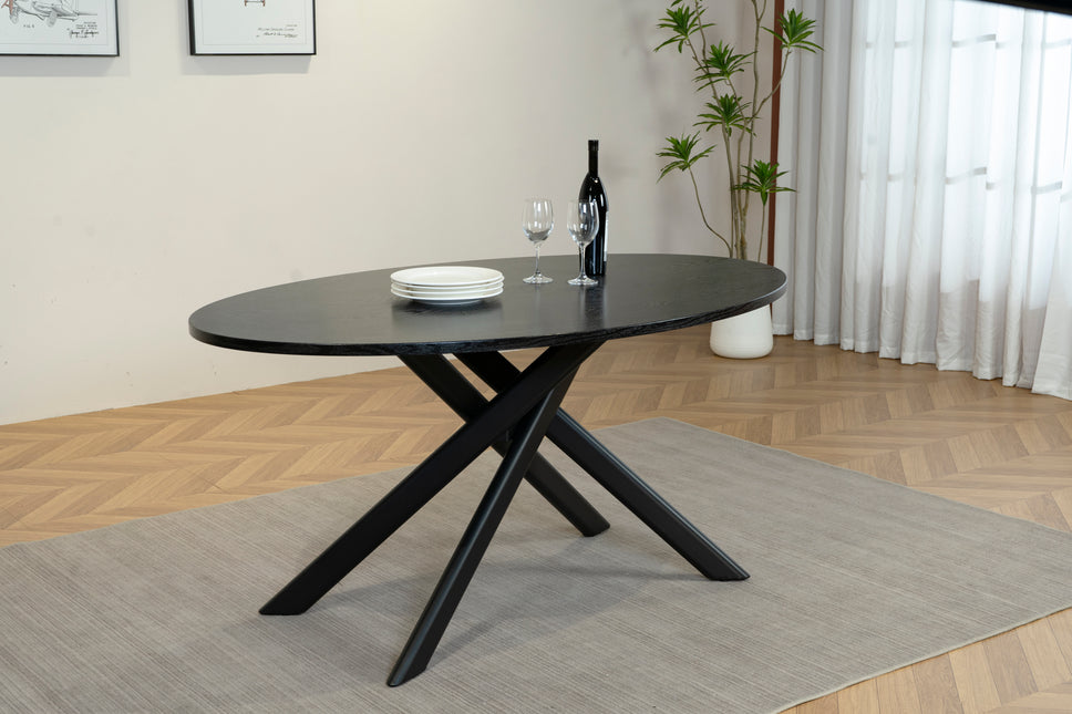 Eettafel Twist ovaal 160cm zwart MDF