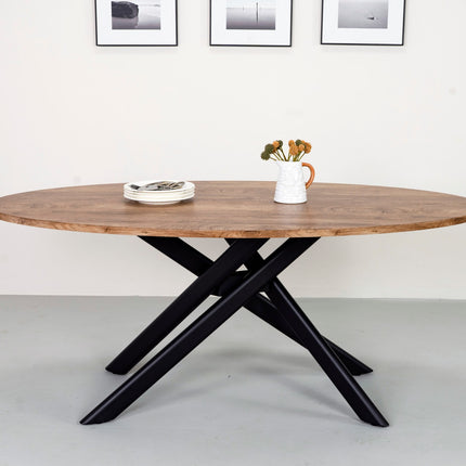 Eettafel Twist ovaal 180cm bruin MDF