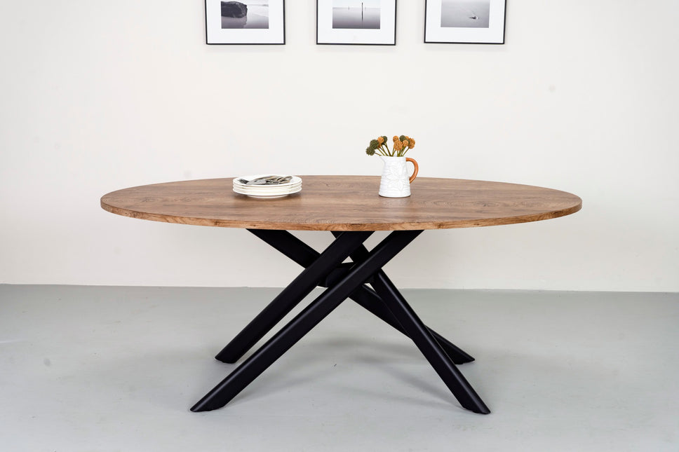 Eettafel Twist ovaal 180cm bruin MDF