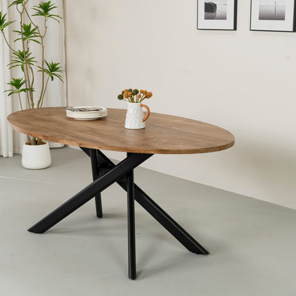 Eettafel Twist ovaal 180cm bruin MDF