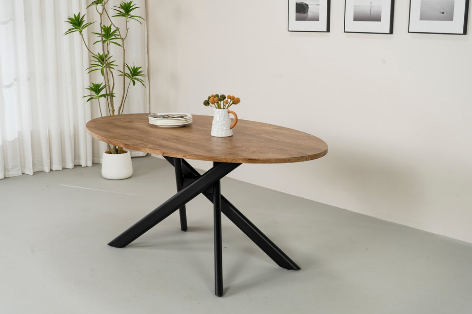 Eettafel Twist ovaal 180cm bruin MDF
