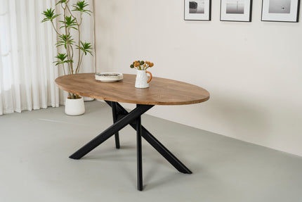 Eettafel Twist ovaal 180cm bruin MDF