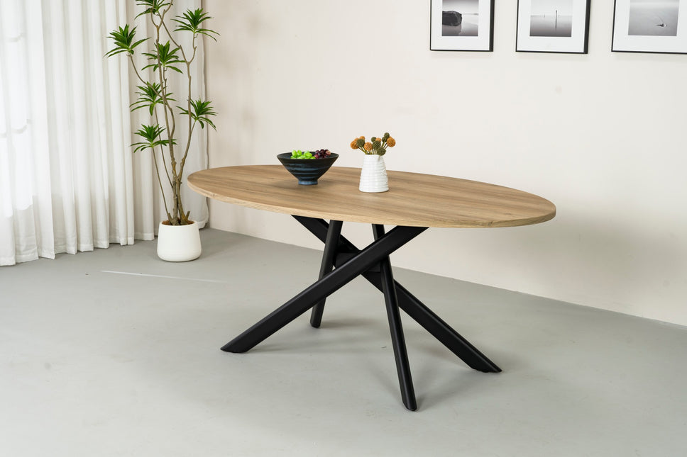 Eettafel Twist ovaal 180cm lichtbruin MDF