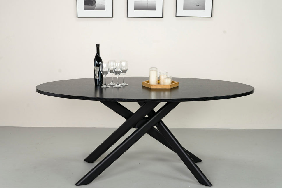 Eettafel Twist ovaal 180cm zwart MDF