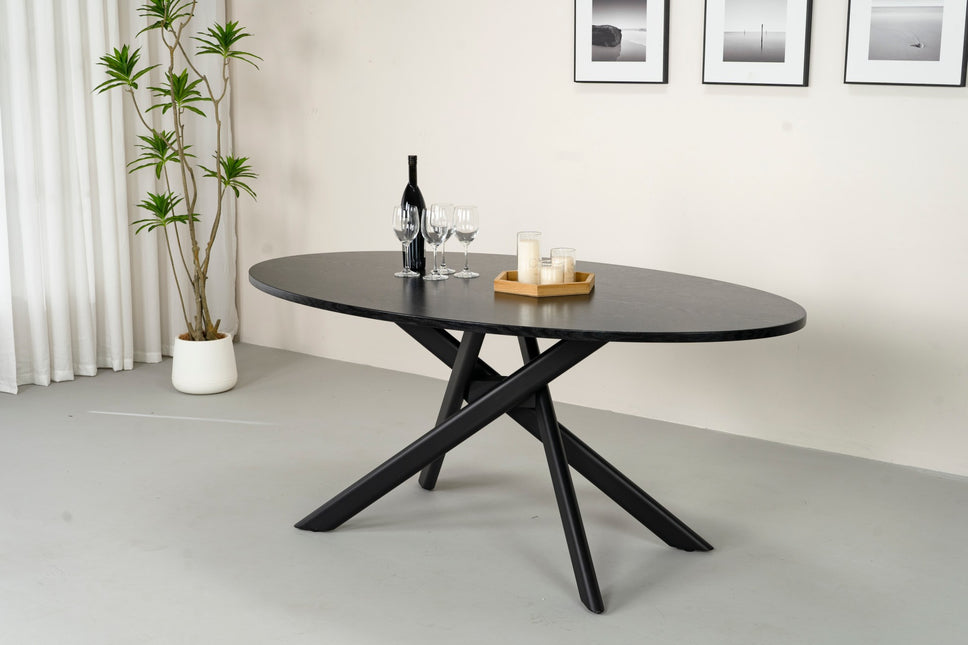 Eettafel Twist ovaal 180cm zwart MDF