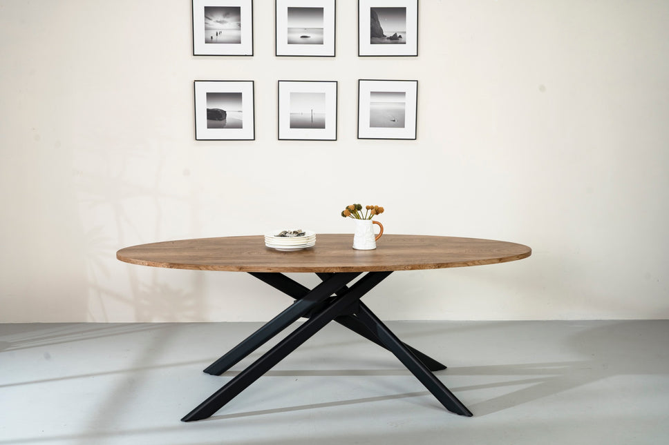 Eettafel Twist ovaal 210cm bruin MDF
