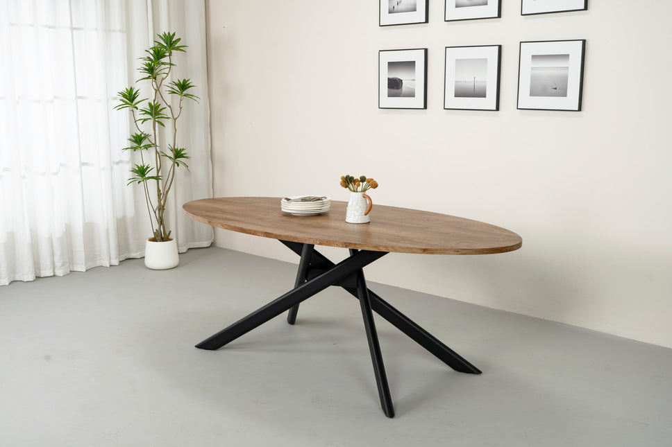 Eettafel Twist ovaal 210cm bruin MDF