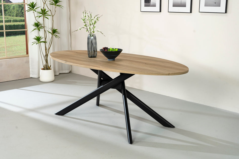 Eettafel Twist ovaal 210cm lichtbruin MDF
