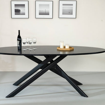 Eettafel Twist ovaal 210cm zwart MDF