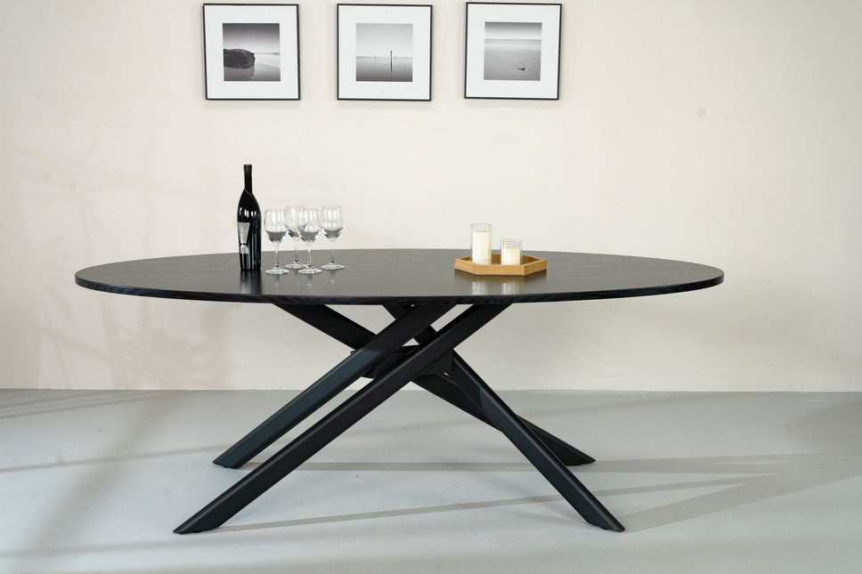 Eettafel Twist ovaal 210cm zwart MDF
