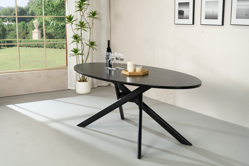 Eettafel Twist ovaal 210cm zwart MDF