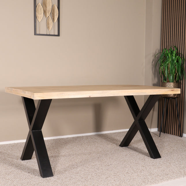 Eettafel Xavier rechthoekig 160cm lichtbruin mangohout