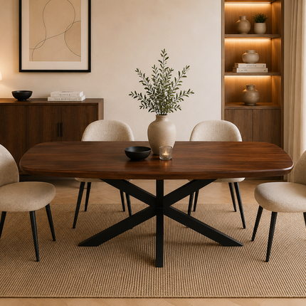 Eettafel Jordan deens ovaal 180cm bruin mangohout