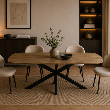 Eettafel Jordan deens ovaal 180cm lichtbruin mangohout