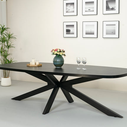 Eettafel Leco deens ovaal 270cm zwart melamine