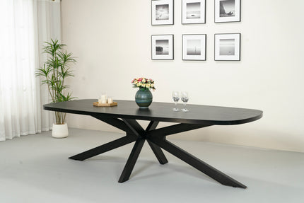 Eettafel Leco deens ovaal 270cm zwart melamine