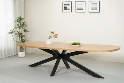 Eettafel Leco deens ovaal 300cm eiken melamine