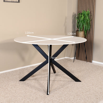 Eettafel marmerlook Jenna rond 120cm wit steen