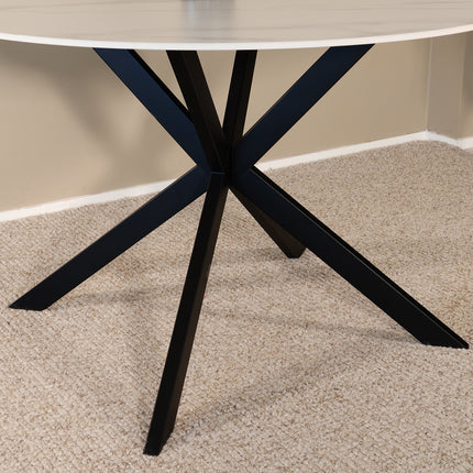 Eettafel marmerlook Jenna rond 120cm wit steen