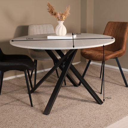 Eettafel marmerlook Ronsi rond 120cm grijs MD