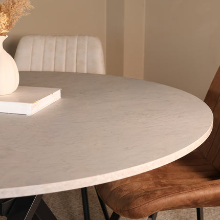Eettafel marmerlook Ronsi rond 120cm grijs MD