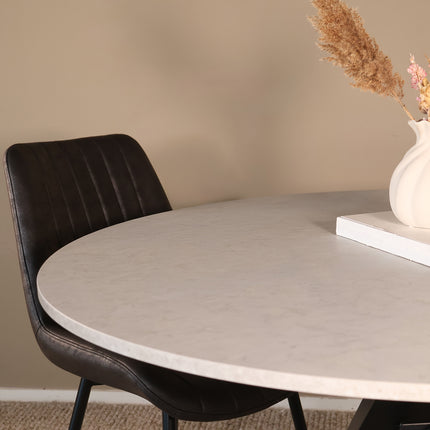 Eettafel marmerlook Ronsi rond 120cm grijs MD