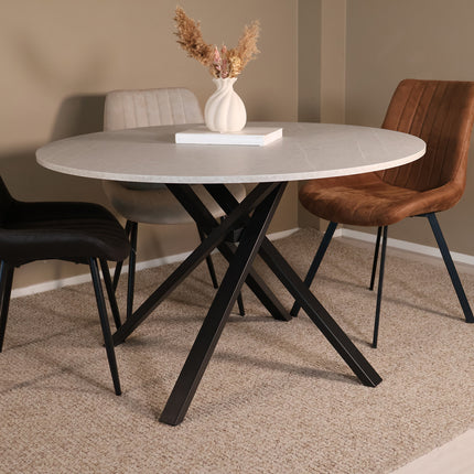 Eettafel marmerlook Ronsi rond 120cm grijs MD