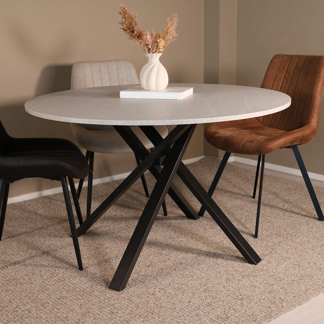 Eettafel marmerlook Ronsi rond 120cm grijs MD