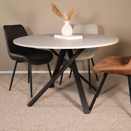 Eettafel marmerlook Ronsi rond 120cm grijs MD