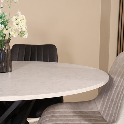 Eettafel marmerlook Ronsi rond 120cm grijs MDF