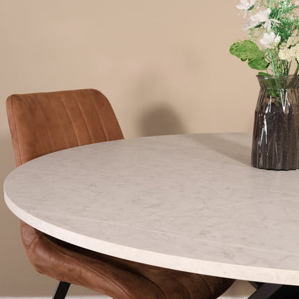 Eettafel marmerlook Ronsi rond 120cm grijs MDF