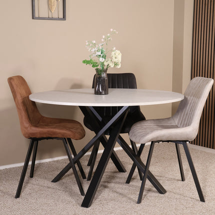 Eettafel marmerlook Ronsi rond 120cm grijs MDF