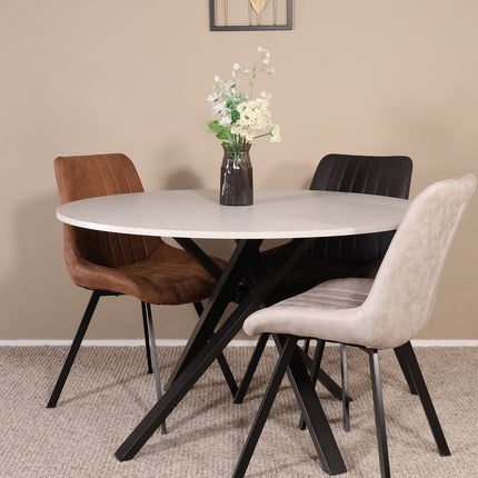 Eettafel marmerlook Ronsi rond 120cm grijs MDF