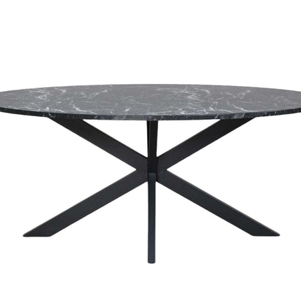 Eettafel ovaal  180cm Jovi marmer zwart ovale tafel