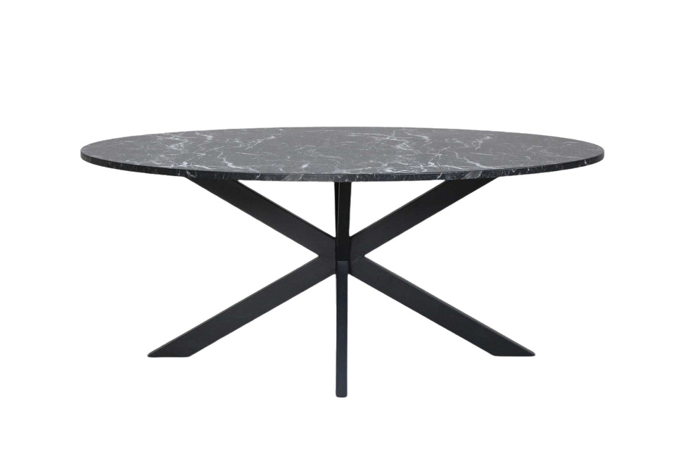 Eettafel ovaal  180cm Jovi marmer zwart ovale tafel