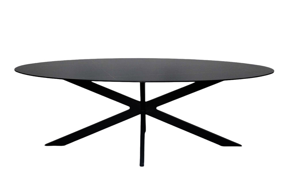 Eettafel ovaal 235cm Figo marmerlook zwart ovale tafel