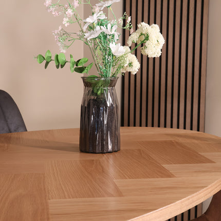 Eettafel visgraat Obie ovaal 160cm bruin MDF